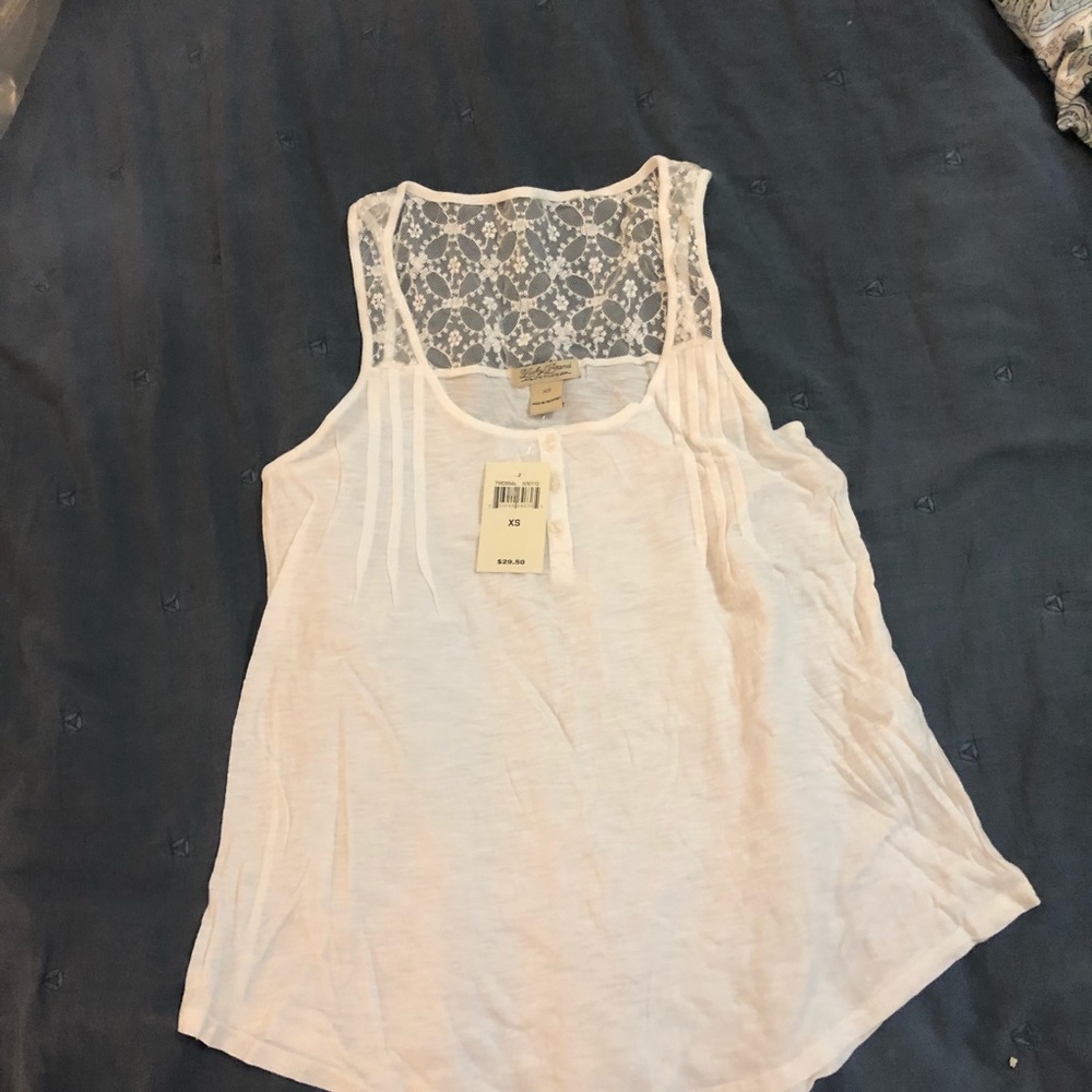 NWT Lucky Brand White w lace tank top